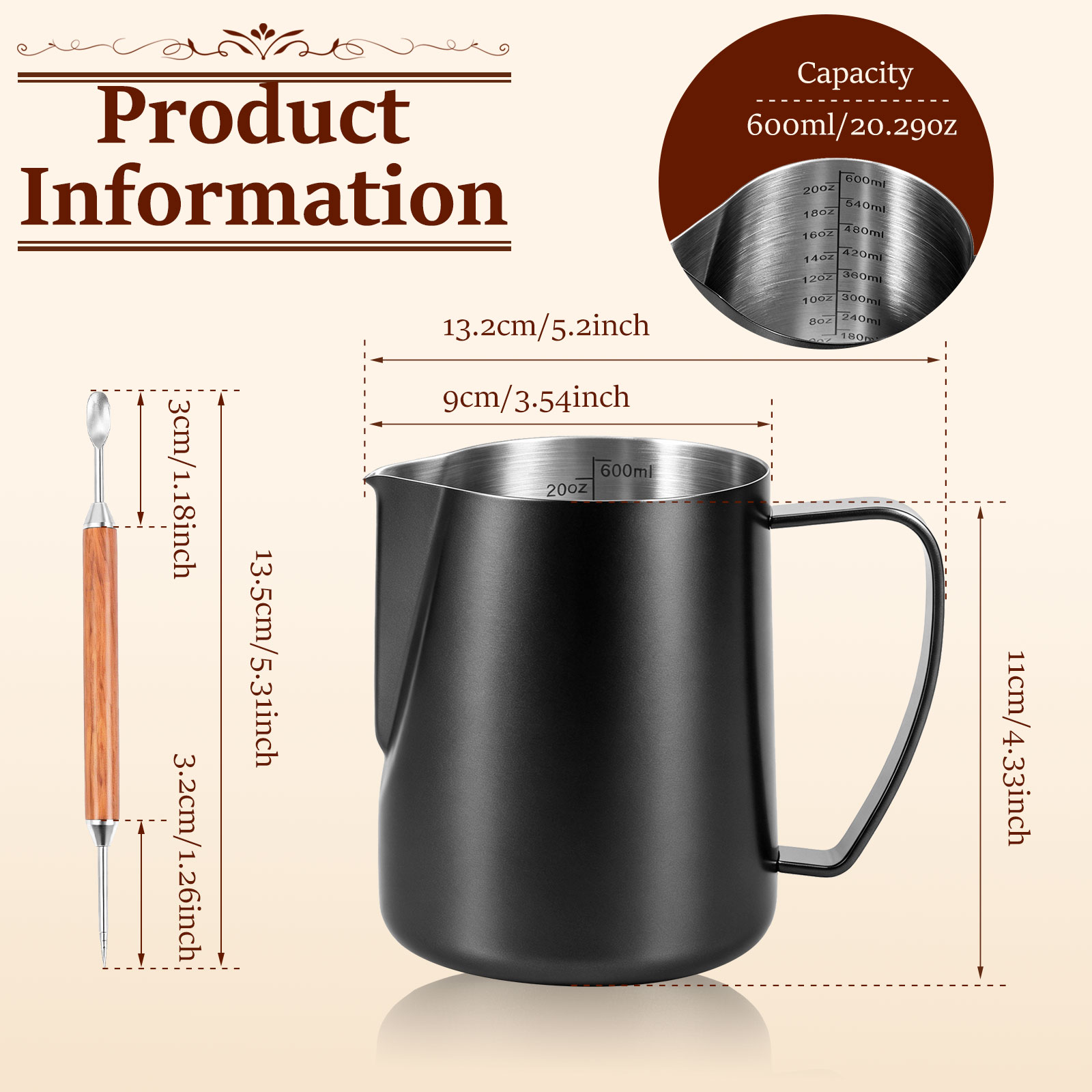 600ml Stainless Steel Milk Fro - Barista Milk Jug recension och pris