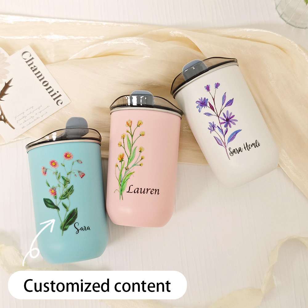 Custom Birth Flower Stainless  - Coffee Tea Name recension och pris