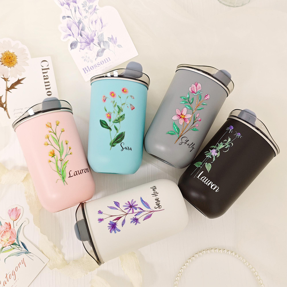 Custom Birth Flower Stainless  - Coffee Tea Name recension och pris