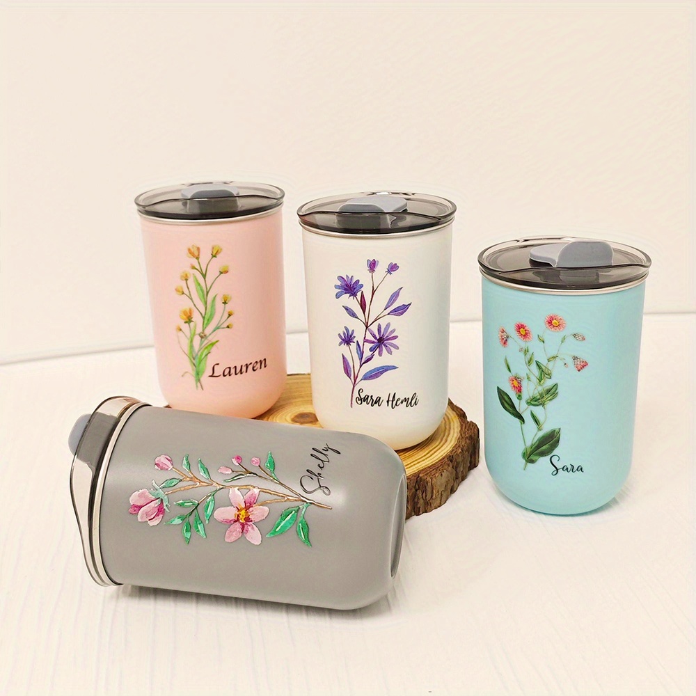 Custom Birth Flower Stainless  - Coffee Tea Name recension och pris