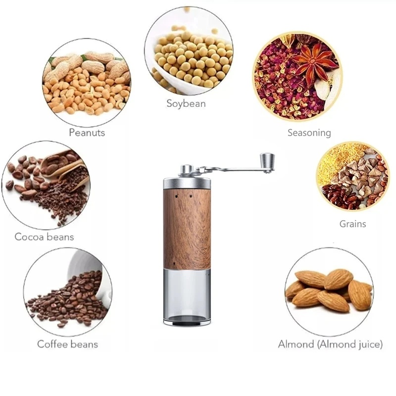 Portable Wood‑Grain Manual Cof - Burr Hand Grinder recension och pris