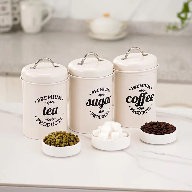 3Pcs Metal Round Kitchen Conta - Coffee Tea Sugar recension och pris