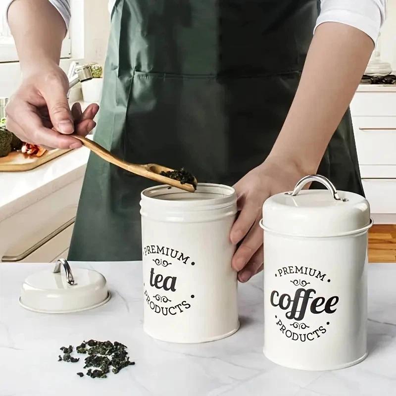 3Pcs Metal Round Kitchen Conta - Coffee Tea Sugar recension och pris