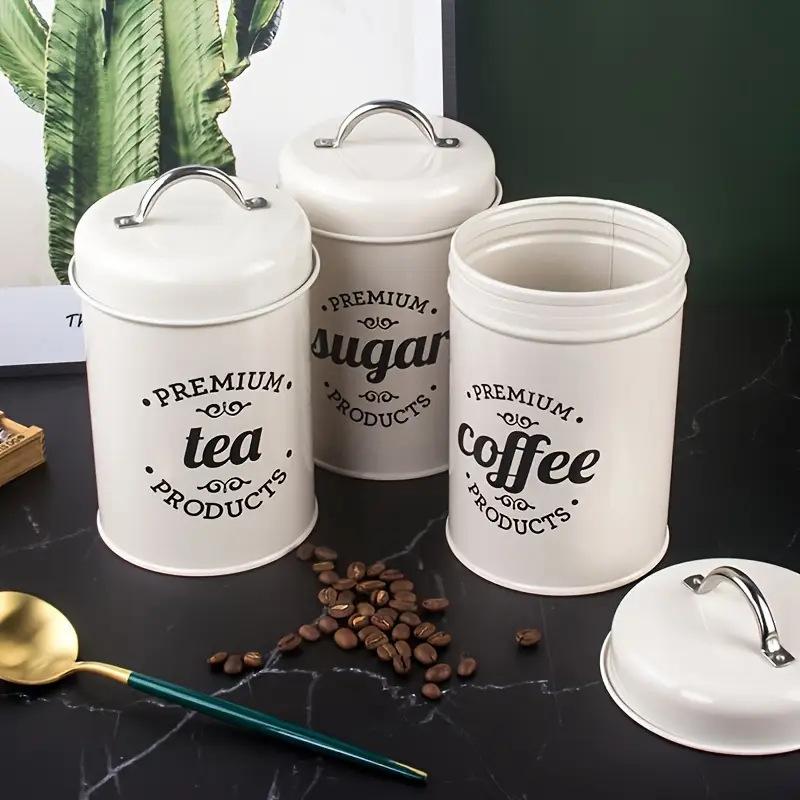 3Pcs Metal Round Kitchen Conta - Coffee Tea Sugar recension och pris