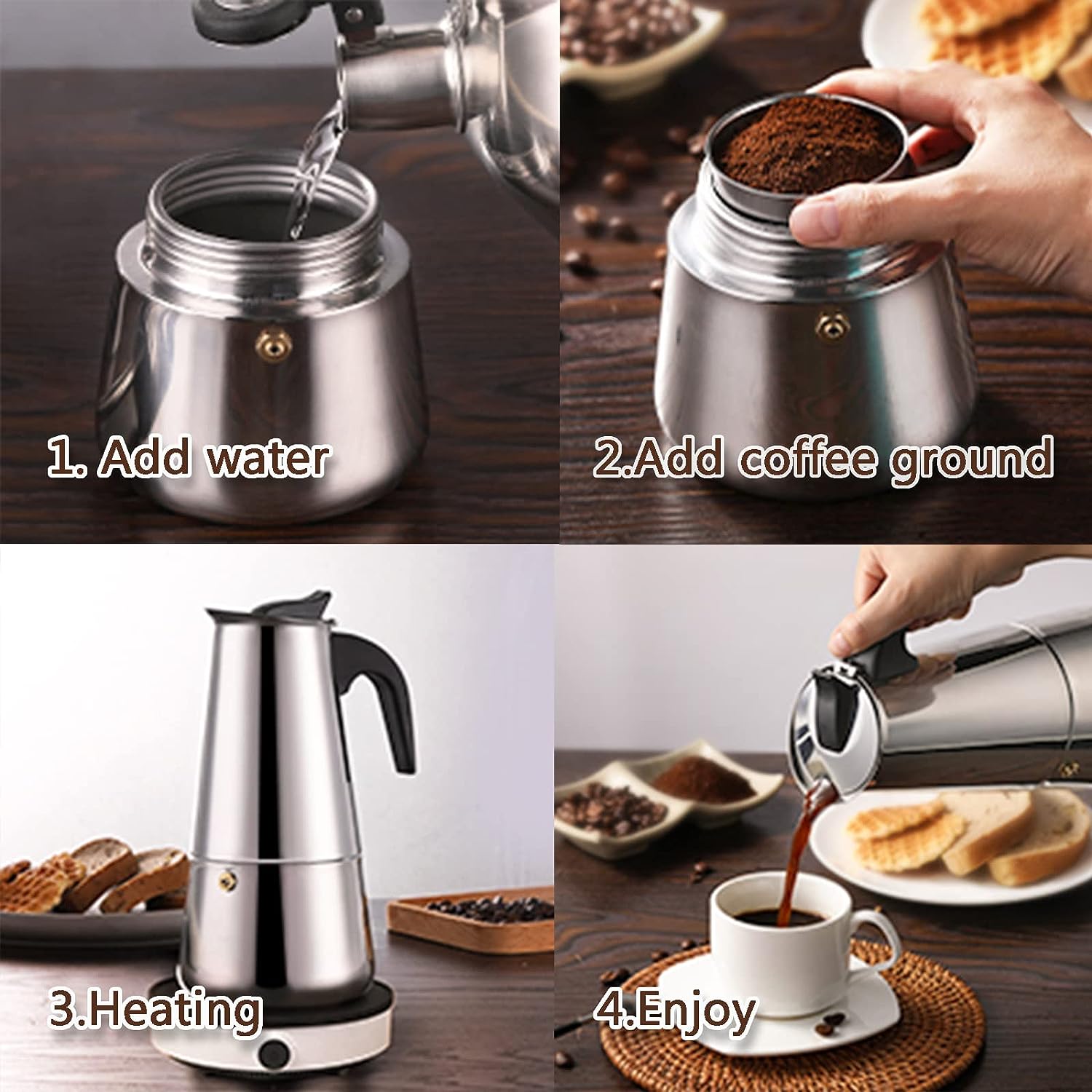 4/6/9 Cups Moka Pot Caffe Mach - Moka Pot Stove recension och pris