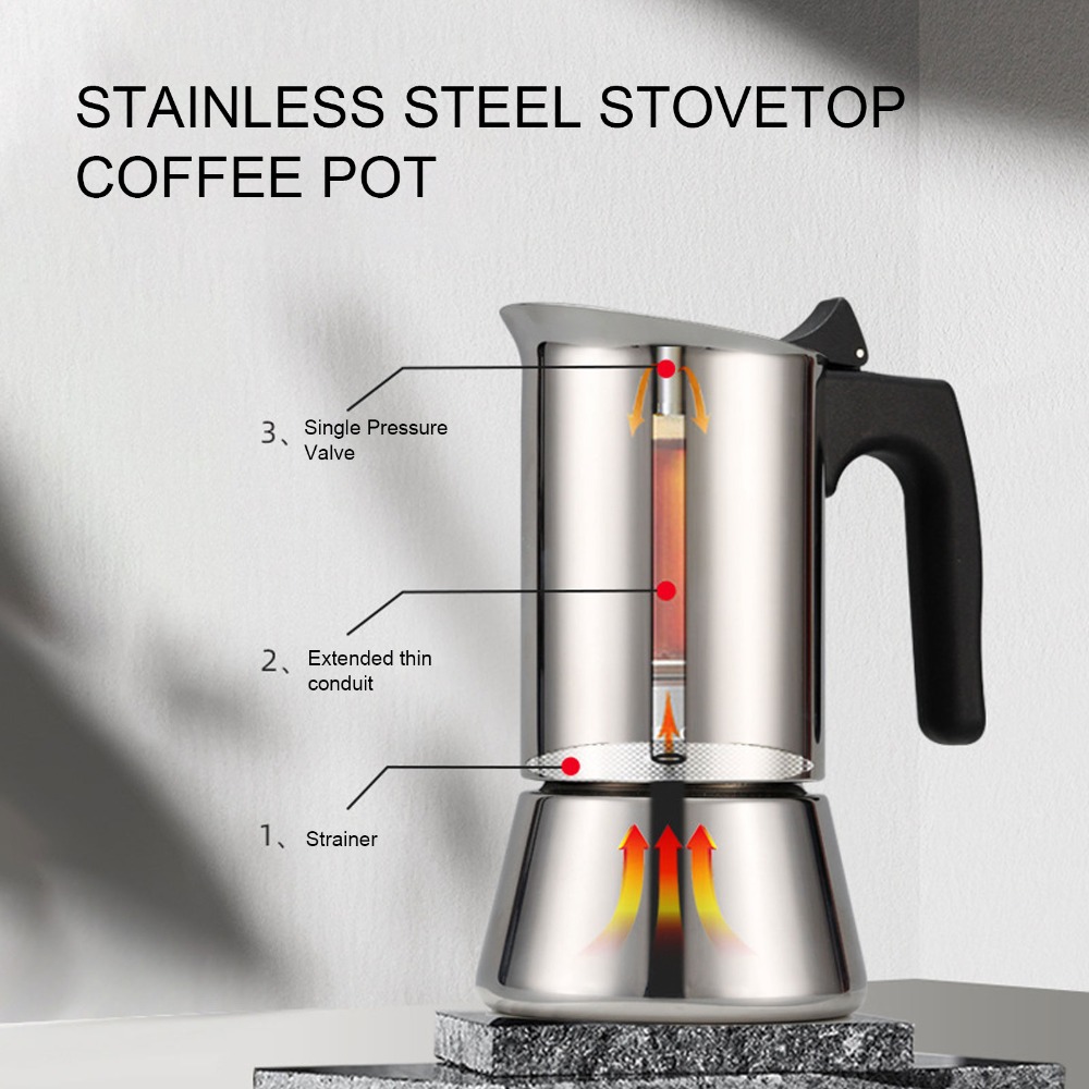 Stainless Steel Moka Pot Large - Moka Pot Stove recension och pris