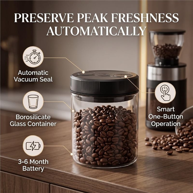 Automatic Vacuum Coffee Canist - Coffee Tea Sugar recension och pris