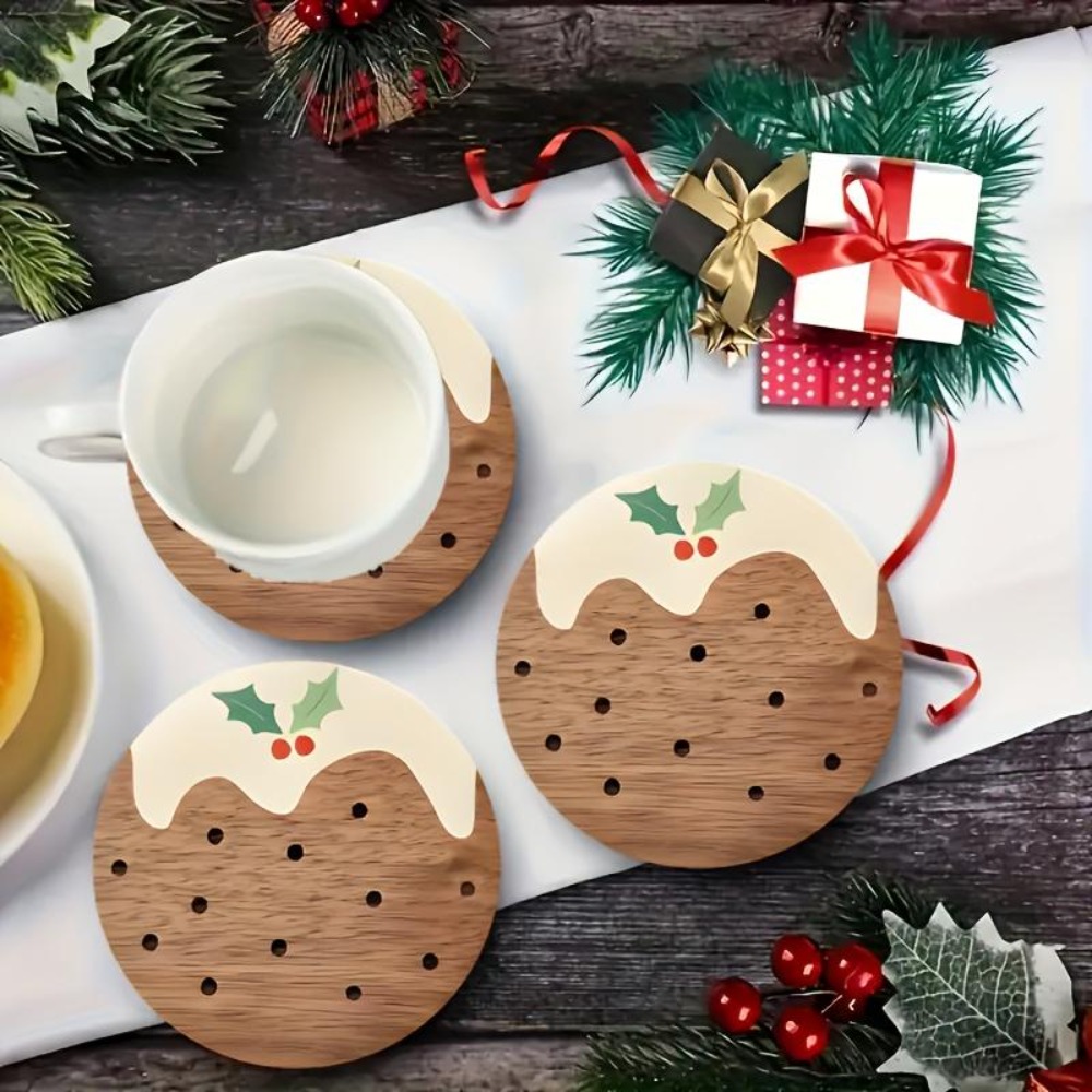 Wooden Cup Coasters Set Puddin - Coffee Tea And Sugar Set recension och pris