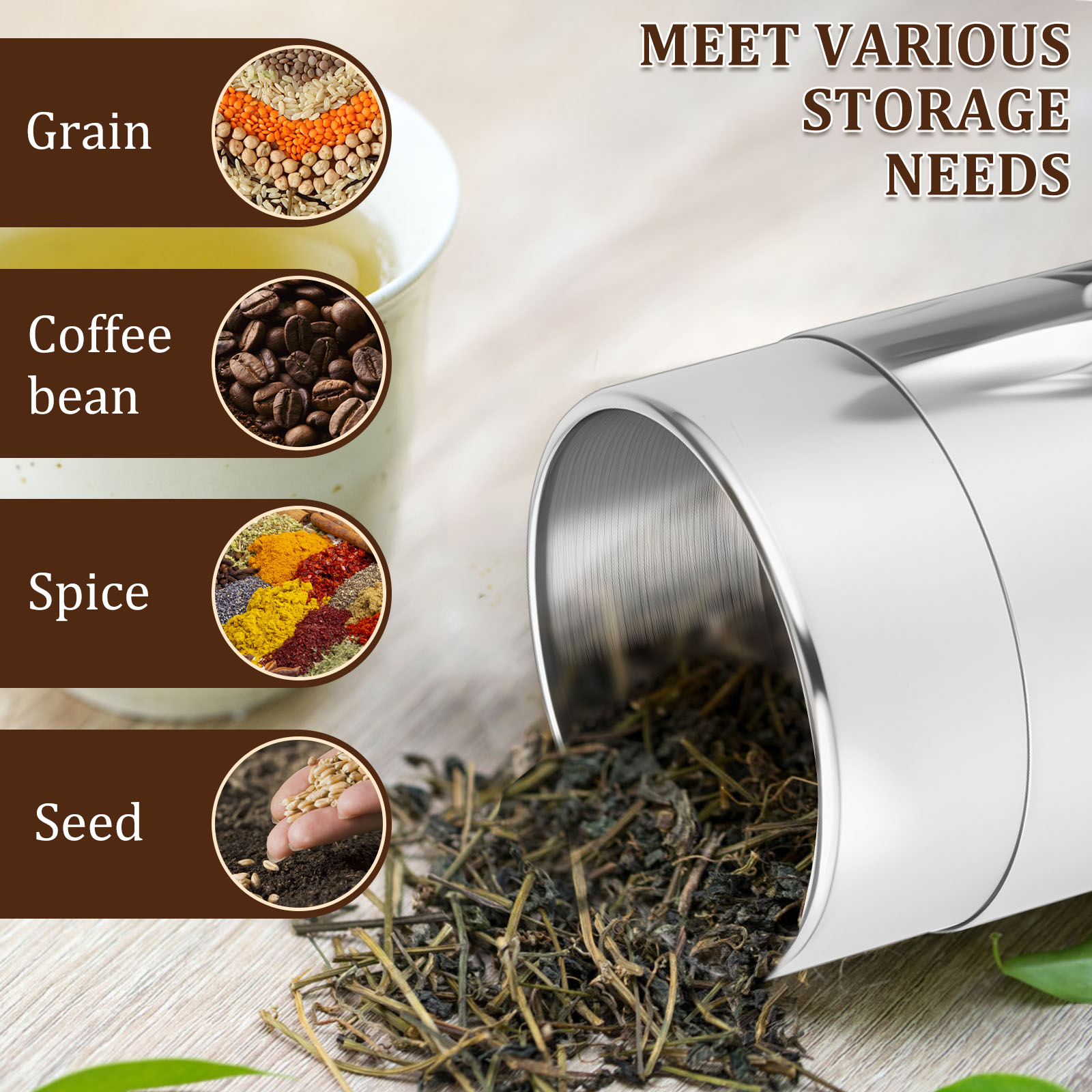 Stainless Steel Tea Leaf Tins  - Coffee Tea Sugar recension och pris