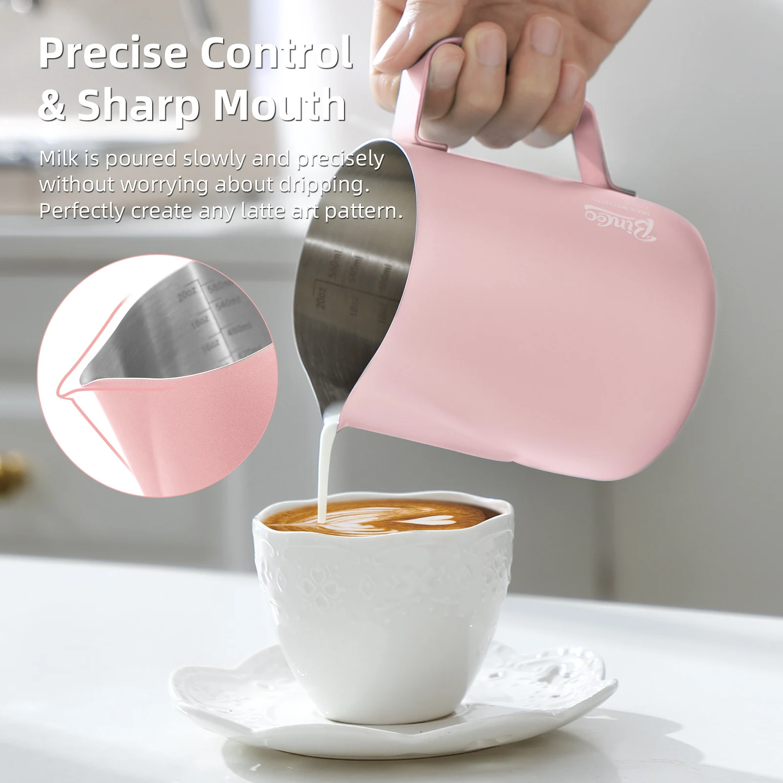 BINCOO 350/600ML Coffee Milk F - Barista Milk Jug recension och pris